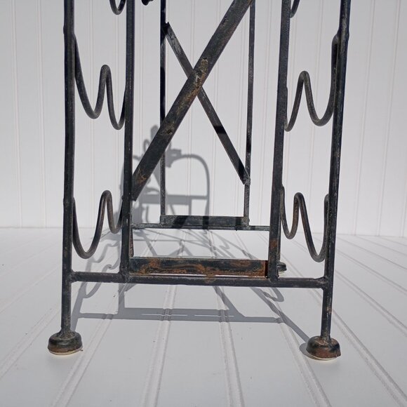 Wrought Iron Wine Rack 6 Bottle Holder Lucite Grape Accents MCM Tuscan Decor Vtg - Picture 5 of 16